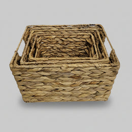 Chunky Woven Natural Fibre Square Nesting Baskets Set of 3