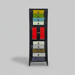 Playful Multicolour Hand Painted Wooden Tallboy Chest of Drawers