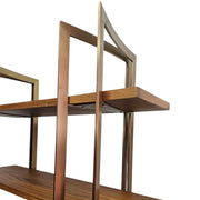 Design Atelier Modern Mahogany and Gold Metal Five-Tier Bookshelf