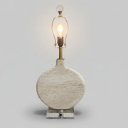 Sculptural Travertine Marble Oval Table Lamp