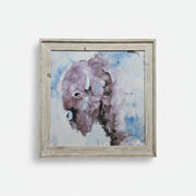 Carol Robinson Buffalo on Blue Original Framed Watercolor Painting