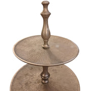 Gleaming Muted Brass Three Tier Serving Display Stand