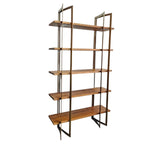 Design Atelier Modern Mahogany and Gold Metal Five-Tier Bookshelf