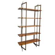 Design Atelier Modern Mahogany and Gold Metal Five-Tier Bookshelf