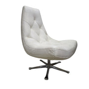 Mid-Century Cream Swivel Lounge Chair