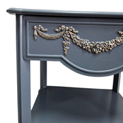 French Provincial Style Upcycled Slate Blue Wooden Side Table