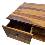 Handcrafted Sheesham Wood Coffee Table with Storage