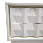West Elm Mid-Century Style White Sculptural Geometric 2 Drawer Bedside Table