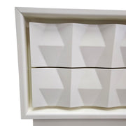 West Elm Mid-Century Style White Sculptural Geometric 2 Drawer Bedside Table