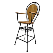 Artisan Scrollwork Wrought Iron High Bar Stool