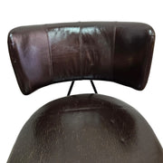 Marina Home Mid-Century Style Dark Brown Leather and Iron Accent Chair