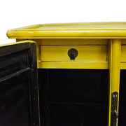 Vintage-Style Distressed Yellow Chinese Wedding Cabinet