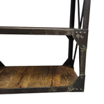Industrial Iron & Solid Wood 4-Tier Bookshelf