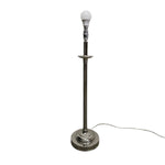 Polished Nickel Candlestick Table Lamp with Tapered Cream Fabric Shade