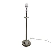 Polished Nickel Candlestick Table Lamp with Tapered Cream Fabric Shade