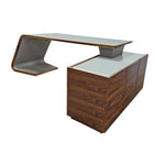 Al Huzaifa Arthur Modern Style Walnut Executive Desk with Grey Leather Top