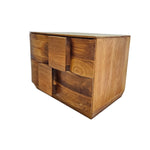 Sculptural Geometric Solid Wood Multi-Level Two-Drawer Nightstand