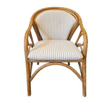 Charming Curved Rattan Striped Fabric Upholstered Armchair
