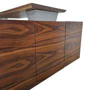 Al Huzaifa Arthur Modern Style Walnut Executive Desk with Grey Leather Top