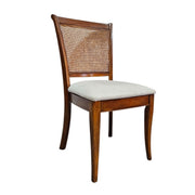 Colonial Style Teak and Woven Rattan Dining Accent Chair
