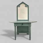 Upcycled Sage Green Wooden Dressing Table with Mirror