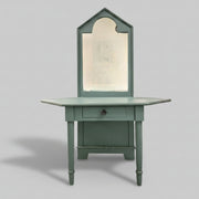 Upcycled Sage Green Wooden Dressing Table with Mirror