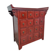 Heritage Oriental Red Lacquer Oriental Multi Drawer Altar Console Table