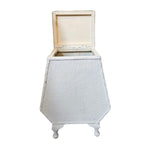 Rare Lloyd Loom Hexagon White Linen Basket with Glass Top