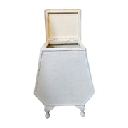Rare Lloyd Loom Hexagon White Linen Basket with Glass Top
