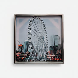 Seattle Great Wheel Architectural Framed Monochrome Photographic Cityscape Print