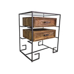 Industrial Mango Wood & Studded Iron Side Table