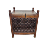 Heritage Solid Wood Carved Jali Storage Trunk Chest