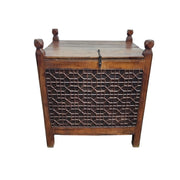 Heritage Solid Wood Carved Jali Storage Trunk Chest
