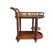 Victorian Style Turned Wood Rolling Beverage Bar Trolley