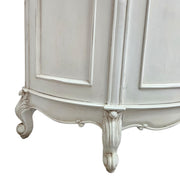 Stately Provincial Cream Carved Vanity Cabinet with Detachable Tri-Fold Mirror