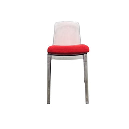 Vibrant Italian Clear Plexiglass Dining Chair with Red Cushion