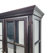 Heritage Style Dark Espresso Glaze Wooden Glass Display Cabinet