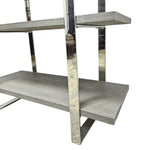 Contemporary Grey Wood and Polished Chrome 4-Tier Bookshelf