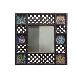 Handcrafted Hamsa-Inspired Decorative Mirror