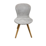 Bo Concept Mid-Century Style Grey Fabric Dining Chair with Wooden Base