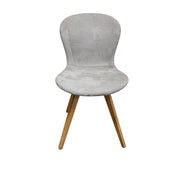 Bo Concept Mid-Century Style Grey Fabric Dining Chair with Wooden Base