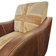 Bold British Heritage Union Jack Fabric and Leather Club Armchair