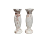 Neoclassical Style Faux Marble Carved Baluster Candle Stand