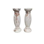 Neoclassical Style Faux Marble Carved Baluster Candle Stand