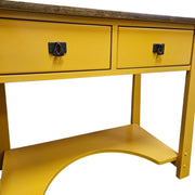 Sun-Kissed Industrial Entryway Console/Desk with Natural Wood Top
