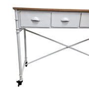 Industrial Metal and Wood 4-Drawer Console Table on Casters