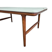 Bi-Colour Mid-Century Style Wooden Dining Table with White Laminate Top