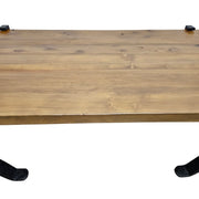 Rustic Industrial Reclaimed Wood Coffee Table with Cast Iron Legs