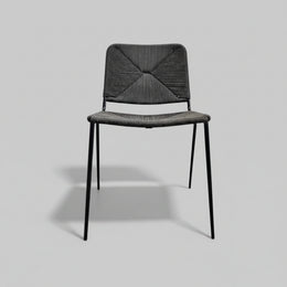 Marina Home Mid-Century Style Black Paper Cord Flair Stiletto Accent Dining Chair