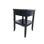 Classic Midnight Black Nightstand with Brass Accents